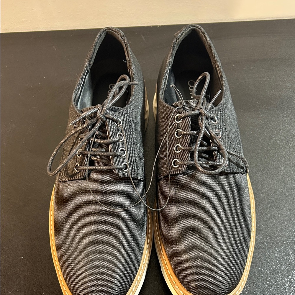 Calvin Klein Men's Black Oxfords with Tan‎ Sole - Picture 6 of 8